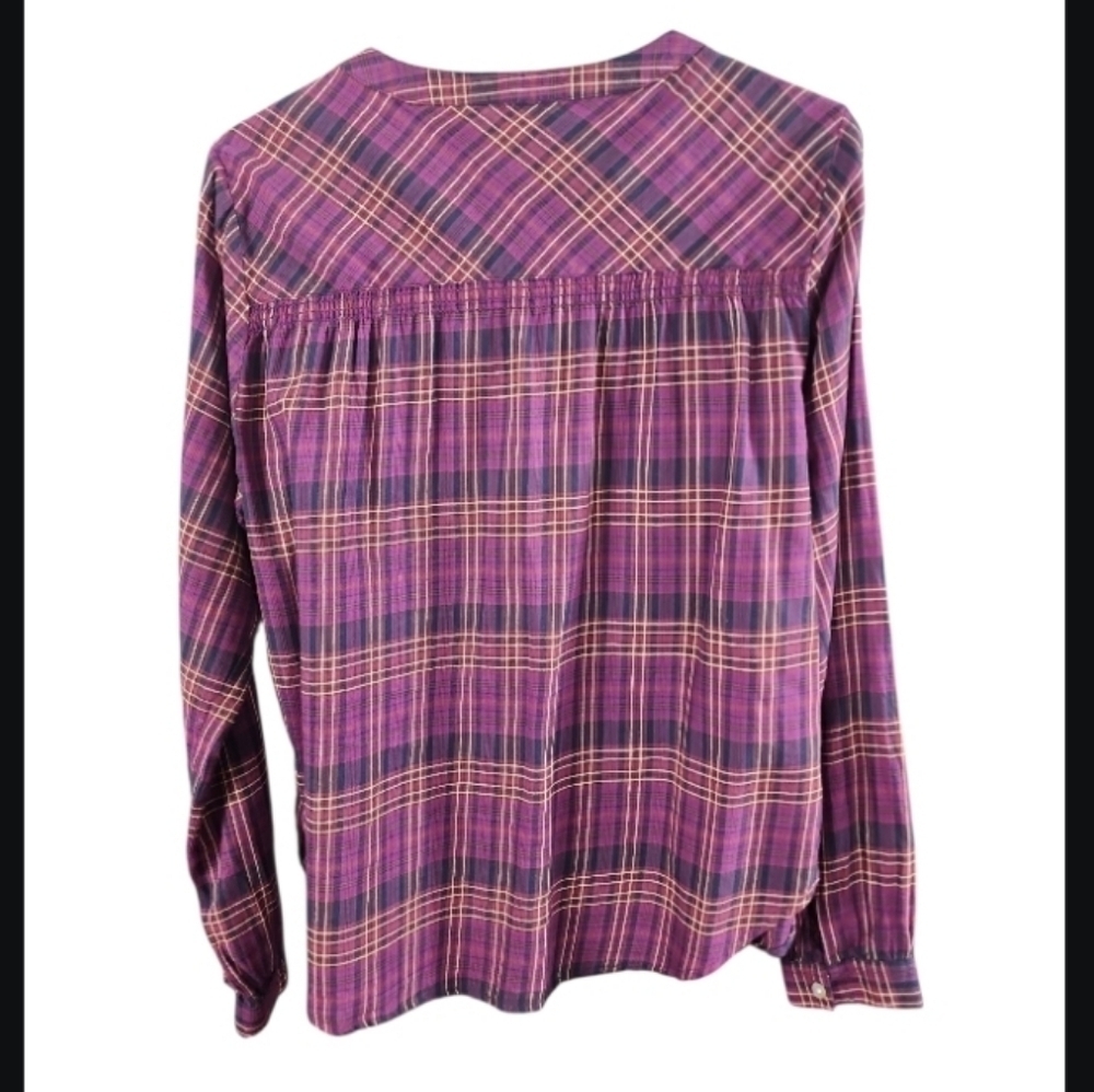 Aventura Purple Plaid Button-Up Shirt Large Organic Cotton - Picture 2 of 5